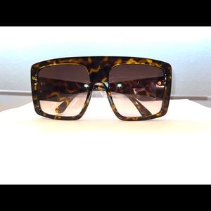 Brown Sunglasses Black Cheetah Oversize Sunglasses